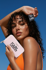 pink Karl Lagerfeld zip-around wallet.