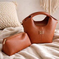 Miu Miu leather tote bag in a brown color
