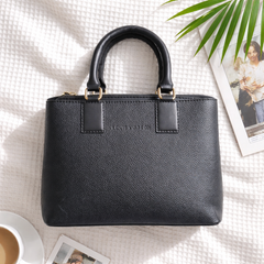 Louis Vuitton black leather satchel bag. 