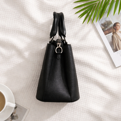 Louis Vuitton black leather satchel bag. 