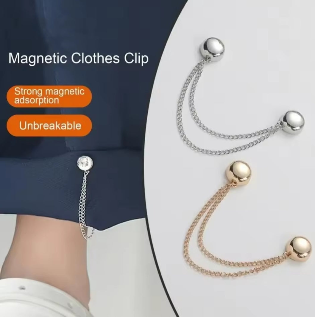 Silver magnetic clothes clip