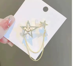 Crystal Star Tassel Brooch Pin