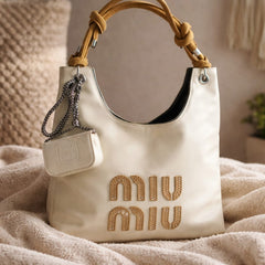  Miu Miu Nappa Ivy bag in talco leather. 